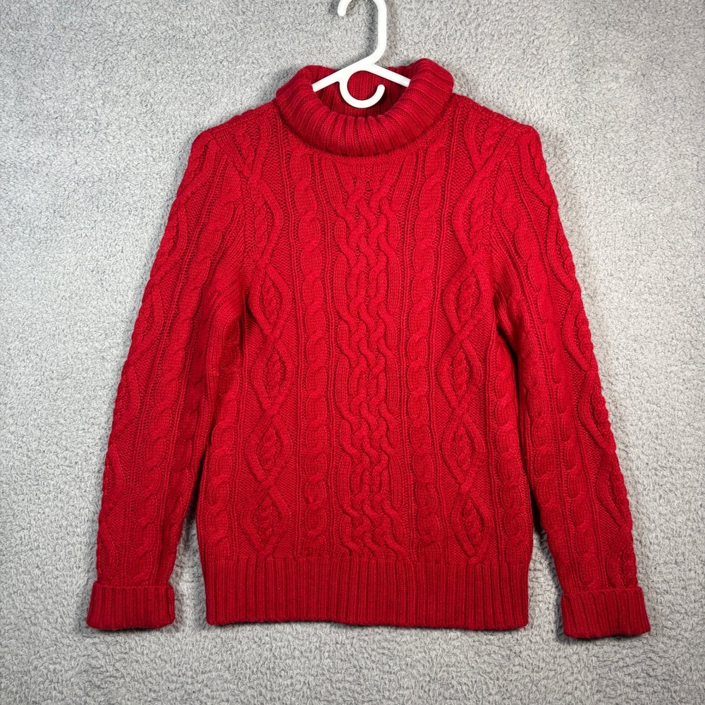 Lauren Jeans Co Ralph Lauren Sweater Womens L Red Cable Knit Turtleneck Wool